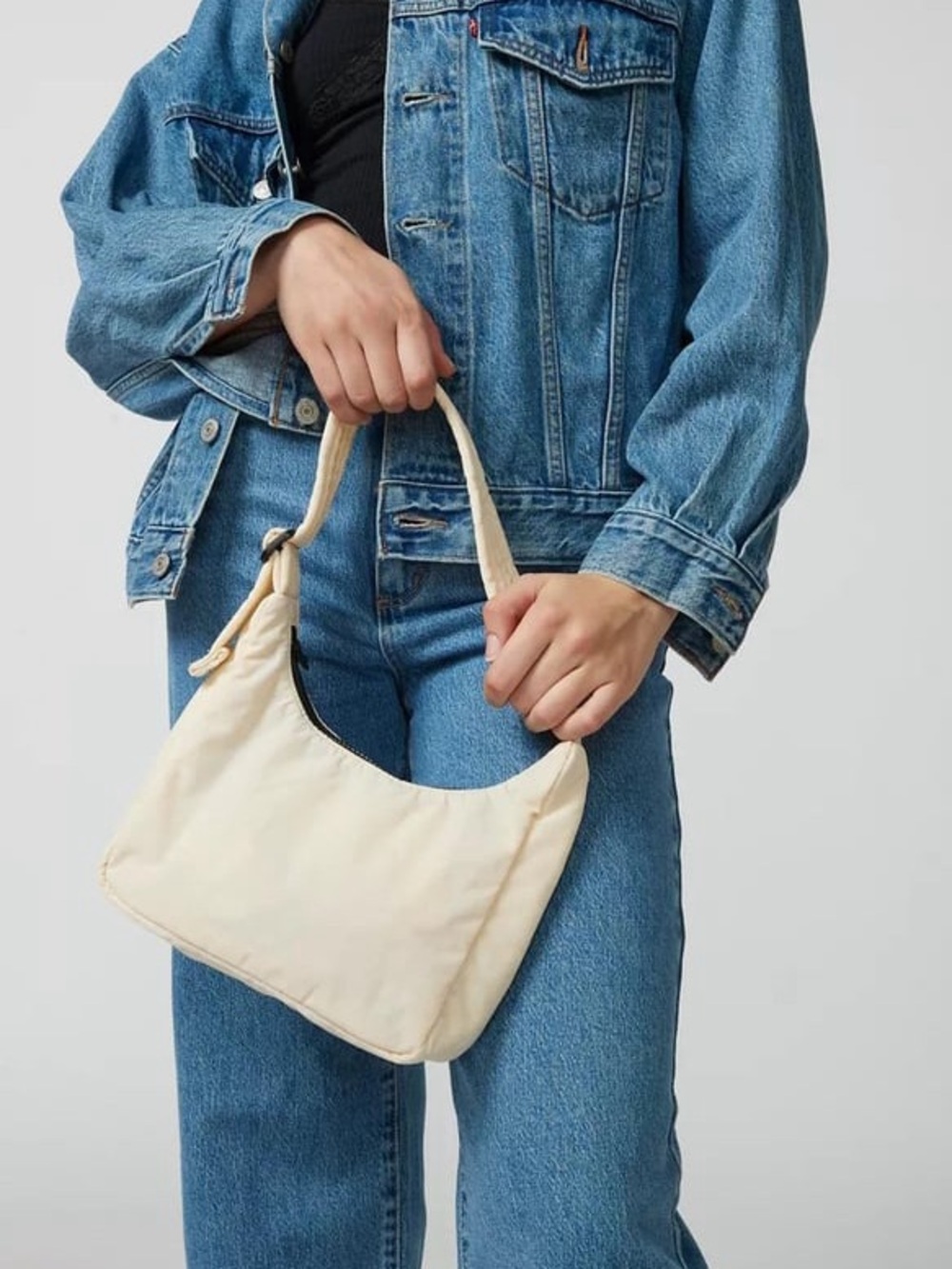 NWT! BAGGU UO Mini Nylon Shoulder Bag in Ivory